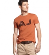 Try a different take on plaid with this t-shirt from Armani Jeans.