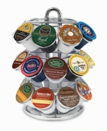 Bring your favorite coffee flavors front and center with the Keurig K-Cup carousel. Perched on a revolving base, you'll be able to organize up to 30 single-serving K-Cups and browse them with a simple spin. K-Cups not included.