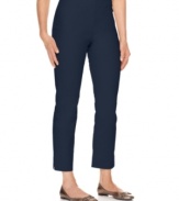 Channel classic style with these slim, cropped pants from Charter Club. A flat front and slimming tummy panel give you a smooth silhouette - try them with tunics! (Clearance)