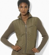 Lauren Ralph Lauren's soft cotton jacket with quilting at the front perfectly balances sophistication and outdoorsy style with multiple pockets and monogrammed rivets.