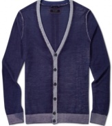 This Guess Jeans cardigan has a cool collegiate style perfect for fall.