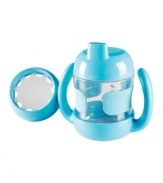 Give it a hand! The leak-proof design with soft, comfort grip makes this sippy cup an automatic favorite in the hands of your constant companion. Completely crafted for your little tot, this smart cup set includes a perforated training lid, so the cup transforms to a training cup as your child grows, learns and develops. Lifetime warranty.