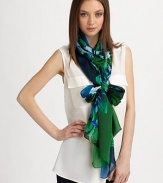 EXCLUSIVELY AT SAKS. A colorful floral print on luxurious silk. SilkAbout 28 X 110Dry cleanMade in Italy