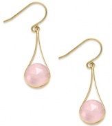 A touch of color livens any look. These stunning 10k gold earrings feature round-cut pink chalcedony stones (4-1/2 ct. t.w.) on french wire. Approximate drop: 1 inch.