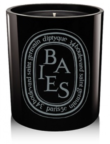 The classic Baies scent presented in a mouth-blown glass colored during production for a shiny finish that lets you see the candle flame. Baies scent recalls the scent of a rose garden by the water's edge. The rose gives off an imposing presence that is ideally balanced by the cool notes of blackcurrant leaves.