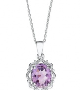 Simply purple. Victoria Townsend's pretty pendant features an oval-cut amethyst (4-/12 ct. t.w.) set in sterling silver. Approximate length: 18 inches. Approximate drop: 1 inch.