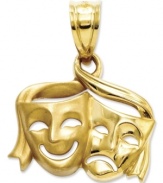 The perfect gift for the aspiring actress or actor. This charming comedy and tragedy charm is crafted from polished 14k gold with an open back design. Chain not included. Approximate length: 4/5 inch. Approximate width: 3/5 inch.