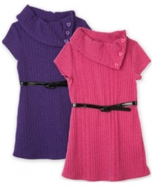 Soft and stylish. This cozy sweater dress from BCX will give your little one a cute, cuddly style.