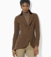 Rendered in hearty wool tweed, Lauren Ralph Lauren's chic two-button petite jacket is steeped in equestrian inspiration.