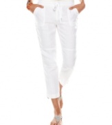 Get the look of the season with INC's cropped linen pants. The drawstring waist and zippered hems make them look so chic!