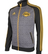 Pay tribute to the LA Lakers wearing their colors in this static jacket by adidas.