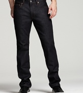 The Kane is a classic slim, straight leg jean with rich Raw wash and contrast embroidered accents.