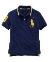 Essential cotton mesh polo is finished with an embroidered Big Pony and a twill 3 for preppy in-the-game style.