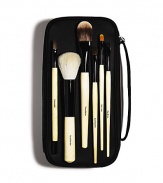 The essential brush set for a quick application and professional-looking results. Includes six brushes: Concealer, Foundation, Face Blender, Eye Shadow, Eye Liner and Eye Brow. Brushes are tucked into a portable black case. 4¾L X 1¾ W X 9½H 