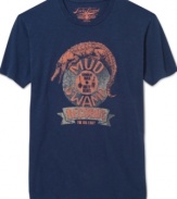 Gritty rock and roll. Spin a few new tracks this weekend in this casual tee from Lucky Brand Jeans.