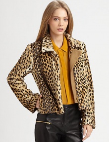 Vamp up any ensemble with this plush faux fur jacket in a classic leopard print. Notched collarFront zipperLong sleevesSlash pocketsFully linedAbout 22 from shoulder to hem50% acrylic/50% polyesterDry cleanImportedModel shown is 5'9 (176cm) wearing US size 0.