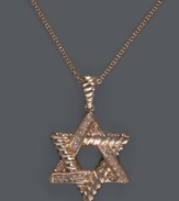 Looking for the perfect Bat Mitzvah gift? Effy Collection's dazzling Star of David Pendant shines with the addition of sparkling, round-cut diamonds (1/10 ct. t.w.) and a unique 14k rose gold setting. Approximate length: 18 inches. Approximate drop (including bale): 1-1/8 inches.