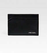 A smart card case in textured saffiano leather with silver logo detail.Four card slotsLeather4W x 3HMade in Italy