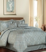 Style is in the details. The Celina comforter set renews your bedroom with an intricate jacquard of overlapping ribbons, with dazzling color variations in each strand. Finished with rope detail, this definitive set exudes polished sophistication.