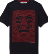 A uniquely awesome wave and face graphic covers the front of this cozy Sean John tee.