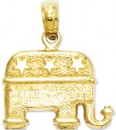 The perfect gift for the conservative. This textured charm features the Republican elephant in 14k gold. Chain not included. Approximate length: 7/10 inch. Approximate width: 3/5 inch.