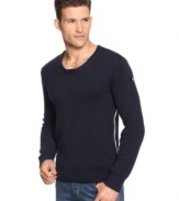 Formula One: Armani Jeans' cotton pullover with a sleek-and slimming-side seam detail reminiscent of racing stripes.