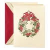 Bursting with berries and the spirit of the season, this hand engraved mistletoe wreath delivers your holiday greetings in style. The card opens to reveal Merry Christmas in red. The matching envelope holds a matte red liner.