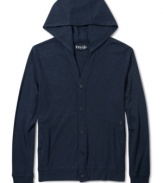 Old school style gets a lesson from the new school with this modern hooded cardigan from Volcom.