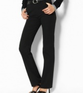 A sophisticated pant in substantial cotton twill is contoured for a sleek silhouette.