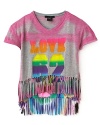 Flowers By Zoe Girls' Fringe Love 62 Top in Airbrush Pink - Sizes 4-6X