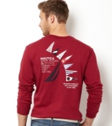 Long sleeve crew neck t-shirt by Nautica is bold and fresh.