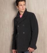 Everyone will be following suit when they get wind of your updated cool-weather look in this classic pea coat from Guess.