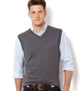 A simple layer like this sweater vest from Nautica adds some preppy polish to any look.