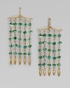 Faceted emerald beaded fringe with marquise drops along the ends.Emerald 14K gold 10K gold Length, about 1½ Width, about ¾ French earwires Imported 