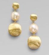 From the Africa Collection. Luminous freshwater pearls are connected by spheres of brushed 18k yellow gold.Freshwater pearls 18k yellow gold Length, about 1½ Post backs Made in Italy