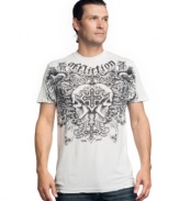 Graphic designer. This crew neck t-shirt from Affliction adds some unique style to your casual look.