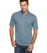 Cool, clean lines. This Van Heusen polo shirt ups the ante on your casual wardrobe.