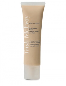 Trish's Beauty Booster Anti-Fatigue Cream is a versatile, skin-brightening power moisturizer perfect for anytime you want to erase the signs of fatigue. It is the ideal beauty primer for long-wearing makeup on your dryer days and instantly lifts and tightens skin while minimizing fine linesfor a smooth, cushiony finish. On days your skin is looking its most fatigued or needs a mega-dose of moisture, wear as a mask applied in a concentrated layer, let sit for 15 minutes and then rinse away.