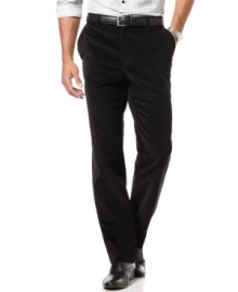 When you need a little extra polish, opt for the dressier look of these classic stretch corduroy pants from Alfani.