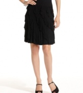 INC's smoldering skirt gives good twirl, complete with fluttering diagonal ruffles.