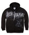 Stay warm when you're out of the ring in this rad Metal Mulisha skull print fleece hoodie.