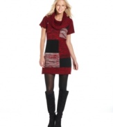 Create a cozy ensemble that stays figure-flattering in this Elementz petite sweater dress.