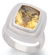 Cushion-cut and totally chic! This glamorous gemstone ring features a cushion-cut citrine (4-3/4 ct. t.w.) set in sterling silver. Size 7.