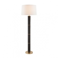 Leather wrapped shaft with natural brass accents makes for a fabulous floor lamp.