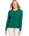 Charter Club's cable-knit sweater is a cozy classic - buttons at the shoulder instantly elevate it, too!