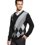 A modern rendition of the traditional argyle sweater. Add sleek, urban style to your everyday look with this classic v-neck sweater from INC International Concepts.