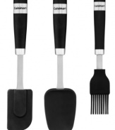 Create with confidence. You'll love your everyday, routine tools with this smart set, which includes spatula, scoop spatula and basting brush. Crafted from stainless steel with soft grip handles, each tool is dishwasher safe, so prep & clean-up are always easy.