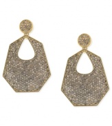 Geometrically gorgeous. This pair of drop earrings from Vince Camuto is crafted from gold-tone mixed metal with allover glass micro-pave accents providing an extra lustrous touch. Approximate drop: 3 inches.