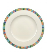 Make every meal bright with Villeroy & Boch's Twist Alea dinner plates. With an enamel colorblock design reminiscent of Spanish tile and a vivid band of color along the rim.