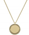 Sharp style from Michael Kors. This golden necklace highlights a sliced pendant embellished with crystal accents. Crafted in gold tone mixed metal. Approximate length: 16 inches. Approximate drop: 2/3 inch.